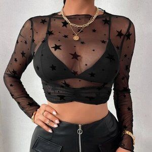 Star print top see through